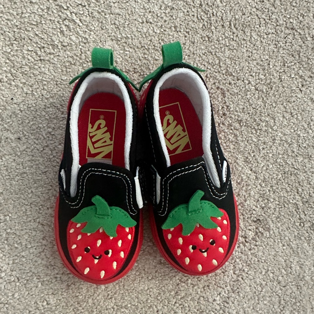 Vans Kids Black and Red Strawberry Sneakers